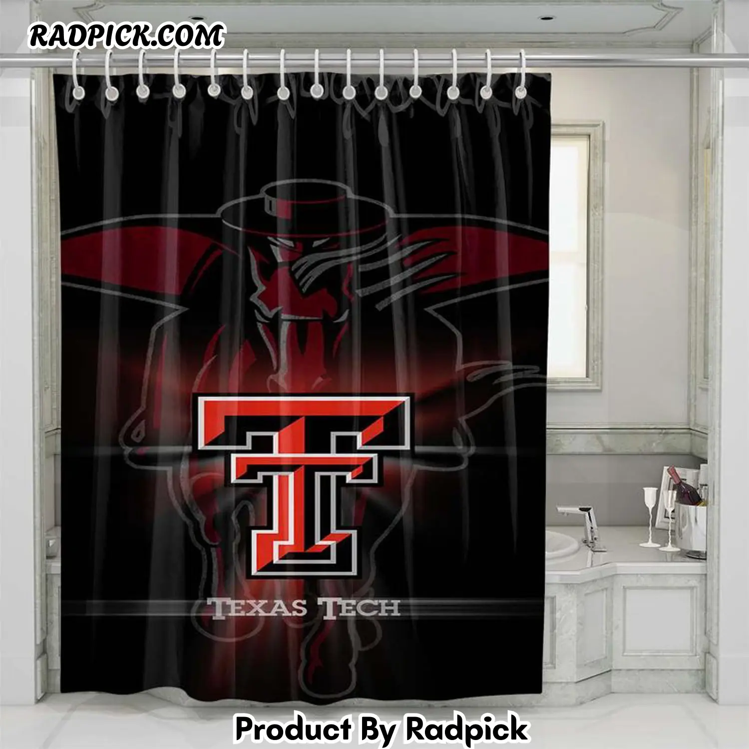 Texas tech basketball 2 shower curtain set bathroom set for bathroom decor best gift for friends rp38798